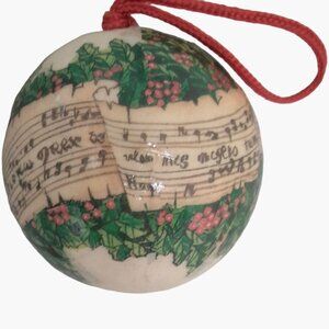 Sheet Music Christmas Ornament Musical Notes Holly Paper Mache